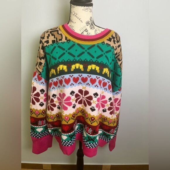 Kate Spade  Flower Intarsia wool blend Sweater NWT Size XXL - Picture 1 of 7